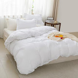 SheRest White Duvet Cover Full Size - Soft Brushed Microfiber, 3 Pieces, 1 Duvet Cover 80x90 Inches with Zipper Closure 8 Ties & 2 Pillow Shams, Breathable Bedding Set for All Season (No Comforter) SheRest