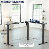 VIVO Medium Electric Single Motor Height Adjustable 3-Leg Corner Desk Standing Frame, Holds up to 225 lbs, Sit Stand L-Shaped Motorized Legs Only, Black, DESK-E355B VIVO