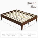 Yaheetech Queen Bed Frame Natural Solid Wood Platform Bed with Wooden Slats Support, 7.3-inch Underbed Space for Storage, Noise-Free Design, Easy Assembly, Dark Walnut Finish Yaheetech