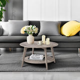 VASAGLE MAEZO Collection - Round Coffee Table, 2-Tier Center Table with Storage, Tapered Legs, Curved Transitions, 31.5 Dia. x 17.7 H Inches, Easy Assembly, for Living Room, Heather Greige ULCT243K02 VASAGLE