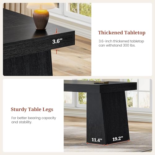 UPOSOJA 55.9 in Executive Desk with Power Outlets, Modern Home Office Desk with Storage Cabinet, Wood Computer Desk Business Workstation Desk Conference Table, Black (Storage Cabinet) UPOSOJA