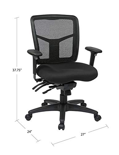 Office Star ProGrid Breathable Mesh Manager's Office Chair with Adjustable Seat Height, Multi-Function Tilt Control and Seat Slider, Mid Back, Coal FreeFlex Fabric Office Star Products