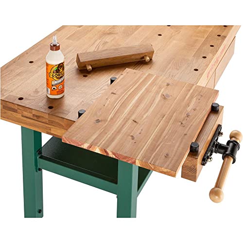 Grizzly T10157 Heavy-Duty Oak Workbench with Steel Legs Grizzly