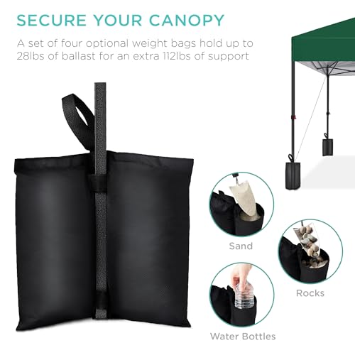 Best Choice Products 12x12ft 1-Person Setup Pop Up Canopy Tent Instant Portable Shelter w/ 1-Button Push, Case, 4 Weight Bags - Forest Green Best Choice Products