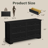 YESHOMY Dresser for Bedroom, Farmhouse 6 Drawers Dresser, Chest of Drawer Chest, Multi-Tier Clothing Storage Cabinet, Black YESHOMY
