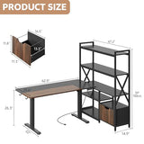 Homiflex 77.8 Inches L Shaped Standing Desk Corner Desk with Hutch Electric Height Adjustable Desk with Storage Shelves File Drawer Power Outlets Reversible Computer Gaming Desk for Home Office Black Homiflex