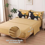 Dobuyly King Size Comforter Set 7 Piece Bed in a Bag, Yellow Brown Floral Printed on Black Comforter Set with Sheets, Soft Microfiber Botanical Boho Complete Bedding Set for All Season Dobuyly