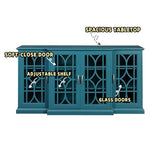 SUPPNEED 63” TV Stand, Storage Buffet Cabinet, Sideboard with Glass Door and Adjustable Shelves, Console Table for Dining Living Room Cupboard, Teal Blue SUPPNEED