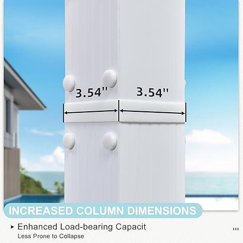 PURPLE LEAF 10' X 12' Outdoor Retractable Pergola with Sun Shade Canopy Cover White Patio Metal Shelter for Garden Porch Yard BBQ Beach Gazebo Grape Trellis Pergola, Turquoise Blue PURPLE LEAF