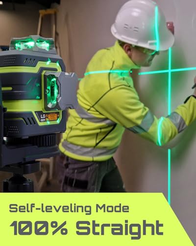 LasGoo LG-3DM Green Beam Laser Level, Self-Leveling 3x360° Cross Line Laser for Construction and Picture Hanging, 5200mAh Built-in Rechargeable Battery, Type-C Cable, Magnetic Rotating Stand  - WoodArtSupply