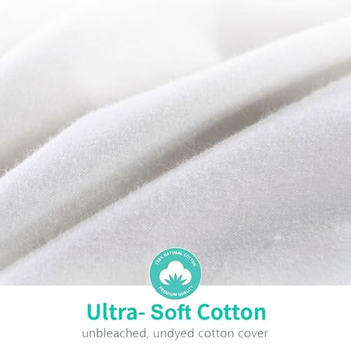 APSMILE Luxury 100% Organic Cotton All Season Down Feather Fibers Comforter Twin Size Duvet Insert, Fluffy Fill Power 34oz Medium Warmth Bed Comforter (68x90, Ivory White) APSMILE