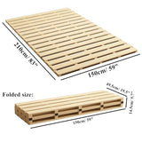 LOBOTOU Queen Size Foldable Wood Bed Slats, Breathable Wooden Mattress Support Base, Japanese Tatami Floor Bed Frame for Guest Bedroom, Easy to Store (Queen (U.S. Standard)) LOBOTOU