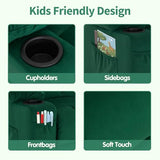 MCombo Big Kids Recliner for Ages 3+, Child Reclining Chair, Toddlers Recliner Sofa with Cup Holders (Velvet, Green)