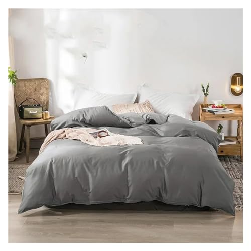 YUSIWOAL Fashion Duvet Cover Sets Cotton Gray Quilt Cover Single Double Queen Bedding Sets 4pcs Pillowcase Boys Solid Comforter Cover Sets,Summer Duvet Cover sets(Gr?,Queen) YUSIWOAL