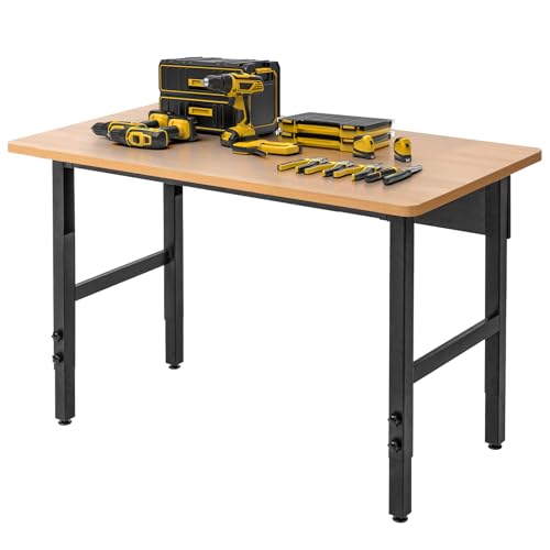 48" Adjustable Workbench, Work Table for Garage, 2000 LBS Capacity Hardwood Work Bench, Heavy Duty Table for Workshop, Office, Garage, Home spanspace