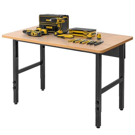 48" Adjustable Workbench, Work Table for Garage, 2000 LBS Capacity Hardwood Work Bench, Heavy Duty Table for Workshop, Office, Garage, Home spanspace