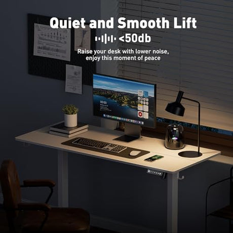 VVENACE 55 x 24 Inch Electric Standing Desk Adjustable Height, Sit Stand Desk, Stand up Desk for Home Office, Computer Workstation (Spliced Desktop,White) VVENACE