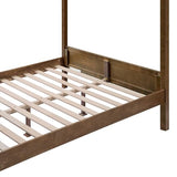 Christopher Knight Home Darnel Wooden Canopy Bed Frame Queen Size with Headboard, 4 Poster Platform Queen Bed Frame, Strong Wood Slat Mattress Support, No Box Spring Needed, Antique Natural