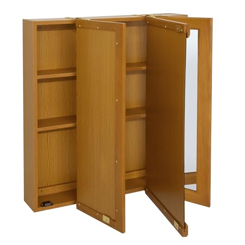 Design House 30 Inch Claremont Bathroom Medicine Cabinet, Wall Mounted, Mirror, Oak, 545301-HOK Design House