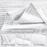 Comfort Spaces Kienna Quilt Set- Double Sided Stitching Design Summer Blanket, Lightweight, Soft, All Season Bedding Layer, Matching Sham, White, Coverlet Full/Queen(90"x90") 3 Piece Comfort Spaces