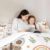 Homewish Boho Rainbow Comforter Set Twin Size Cute Butterfly Bedding Set 2pcs for Kids Girls Boys Adult Room Decor Cartoon Love Heart Palm Leaves Quilt Set Animals Botanical Duvet Insert,1 Pillowcase Homewish