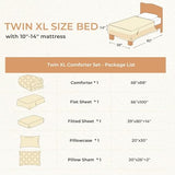 Sasttie Twin XL Comforter Set, 5-Piece Bed in a Bag, Pintuck Bedding Sets for All Season, Includes Comforter, Flat Sheet, Fitted Sheet, Pillowcase and Pillowsham, Beige Sasttie