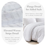 Madison Park Essentials Striped Duvet Cover Set Twin/Twin XL, Modern Minimalist Bedding Set with Premium Jacquard Stripe, 2 Pieces Duvet Cover Reversible with Zipper Closure & Corner Ties,White Madison Park Essentials