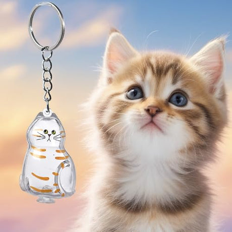 BTYYIHEX 6 Pcs Cat Hair Keepsake Keychains – 2025 New Memorial Capsule Pendants, Fur Holder Bottles for Cat Lovers, Thoughtful Pet Loss or Birthday Gifts BTYYIHEX