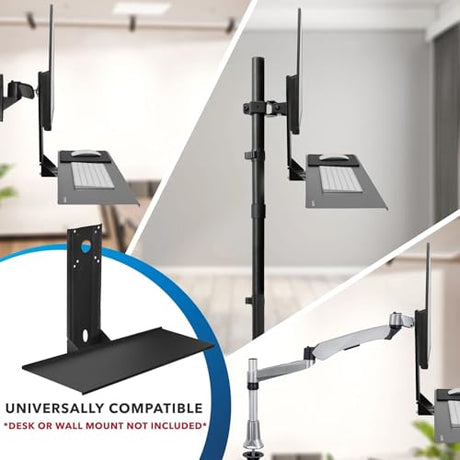 Mount-It! Monitor and Keyboard Wall Mount with VESA Keyboard Tray | Adjustable Computer Wall Desk with Mouse Platform | Space-Saving Ergonomic Stand-Up Workstation for Home Office | Fits 75x75, 100x100 VESA Mounts Mount-It!
