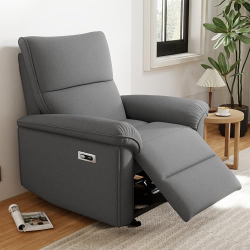 QKFF Wall Hugger Power Recliner Chair, Zero Wall Electric Recliner Chairs with USB Port, Snowflake Velvet Space Saving Large Recliner for Living Room, RV, Home Theater