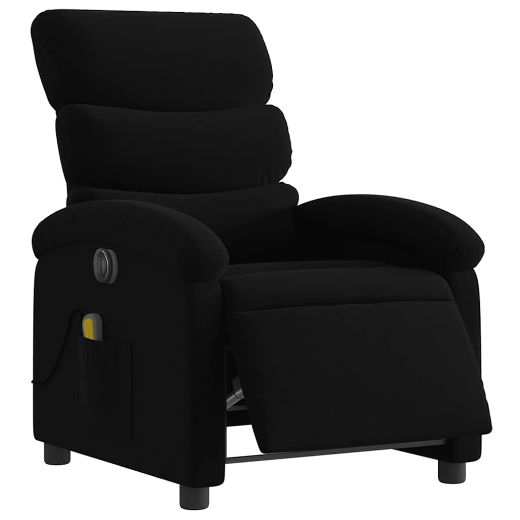 vidaXL Wingback Electric Massage Recliner Chair-Black Fabric-Home Theater Seating-Auto Adjust Foot/Backrest, Vibration Massage, USB Powered vidaXL