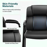 OLIXIS Waiting Room Reception Chairs Set of 8, Leather Office Desk Guest Stationary Side Chair with Padded Arms for Home Conference Lobby Area Meeting Church Medical Clinic Elderly Student OLIXIS