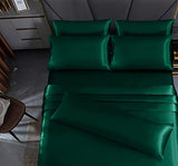 Homiest 7pcs Satin California King Size Bed Set, Blackish Green Luxury Satin Bedding, 1 Deep Pocket Fitted Sheet, 1 Flat Sheet, 4 Pillowcases, 1 Body Pillowcase Homiest