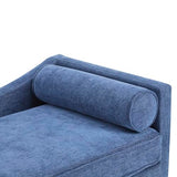 Christopher Knight Home Cagle Upholstered Loveseat Sofa with Splayed Legs, Birch Wood Frame Lounge Chair, Living Room Chaise Lounge Chair Indoor, Soft Lounge Sofa with Rolled Accent Pillow, Navy Blue Christopher Knight Home