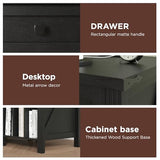 HOSEOKA Record Player Stand with Vinyl Record Storage, Turntable Stand with Charging Station, Wood Vinyl Record Holder Cabinet Dispaly Shelf with Drawer, Black HOSEOKA