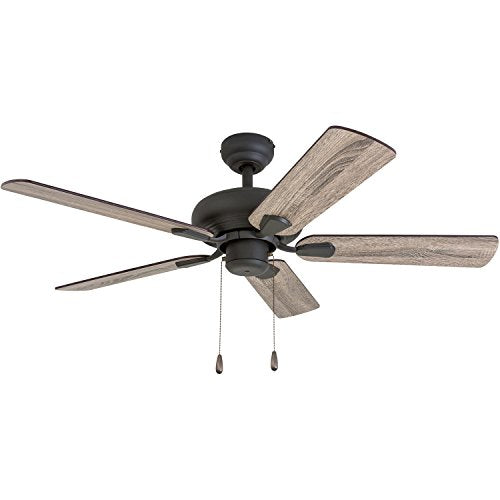 Prominence Home Madison County, 42 Inch Industrial Style LED Ceiling Fan with Light, Pull Chain, Three Mounting Options, Modern Dual Finish Blades, Reversible Motor - 50588-01 ( Bronze) Prominence Home