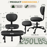 Primy Criss Cross Office Chair - ADHD Cross Legged Chair with Wheels - Adjustable Height Ergonomic Kneeling Desk Chairs for Meditation Yoga Home Office with Backrest, 360°Rotating Footrest - Black Primy