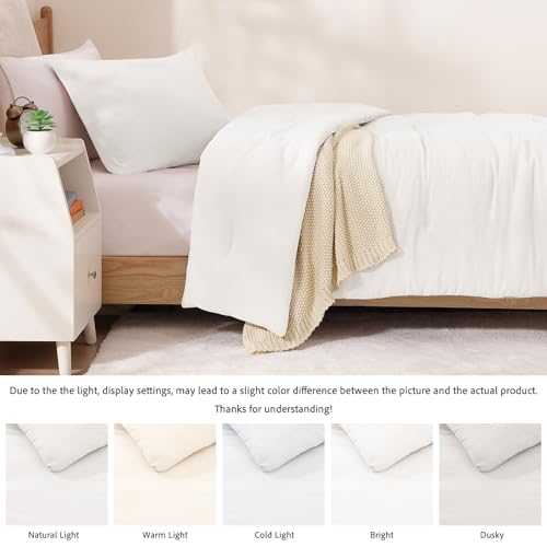 WRENSONGE Twin/Twin XL Comforter Set for Girls Boys Teens, 1 White Comforter & 1 Pillow Sham, Soft Lightweight Kids Comforter Sets for All Seasons Dorm Bedding WRENSONGE