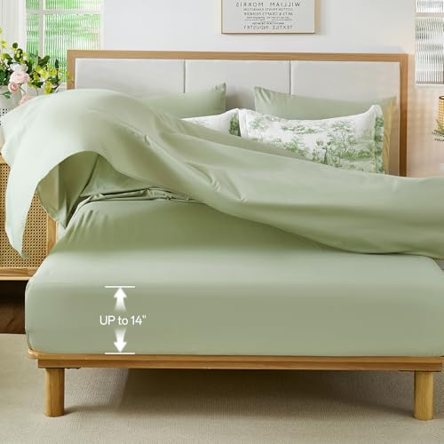 Green Comforter Set Full Size 7 Pieces, Elegant French Toile Botanical Bed in a Bag, Soft Microfiber Farmhouse Complete Bedding Set for All Season WONGS BEDDING