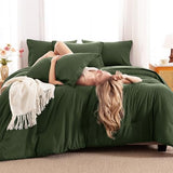 CozyLux Queen Comforter Set Olive Green, 7 Pieces Bed in a Bag Queen Comforter Set with Sheets, Bedding Sets with Down Alternative Comforter, Fitted Sheets, Flat Sheets, Pillow Shams and Pillowcases CozyLux