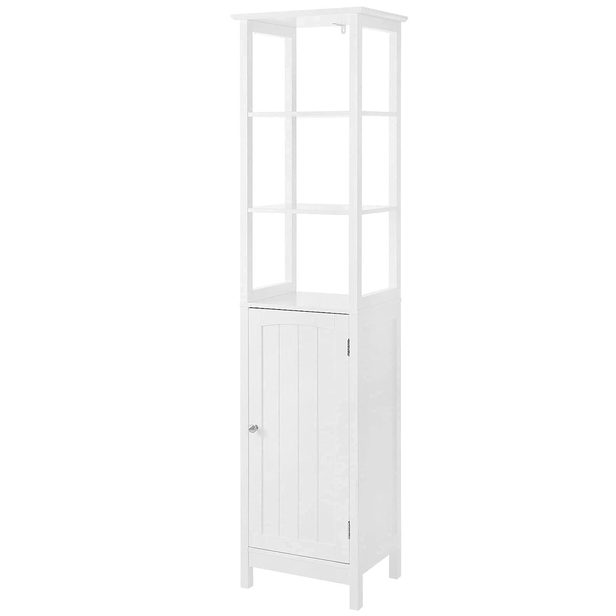 VASAGLE Storage Cabinet, Slim Linen Tower with Drawer and Door, for Living Room, Bathroom, Bedroom, 15.7 x 12.6 x 63 Inches, White UBBC63WT VASAGLE