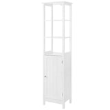 VASAGLE Storage Cabinet, Slim Linen Tower with Drawer and Door, for Living Room, Bathroom, Bedroom, 15.7 x 12.6 x 63 Inches, White UBBC63WT VASAGLE