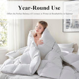 Ubauba Goose Feather Down Fiber Comforter Full Size - All Season White Fluffy Duvet Insert - Luxurious Hotel Bedding Comforter - Ultra Soft 100% Cotton Cover, Medium Warmth (82x86 Inch) Ubauba