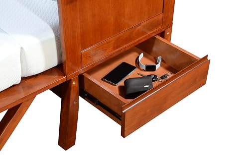 Mega Solutions Amalfi Murphy Cabinet Chest Desk Bed with Drawers & USB Charging Station (Queen Size, Cherry) Mega Solutions