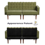 Furnify 71" Velvet Futon Sofa Bed, Versatile Loveseat Couch, Sleeper Sofa with Adjustable Backrest, Mid Century Modern Futon Couch for Small Space, Living Room, Office & Apartment, Velvet Fabric Green Furnify