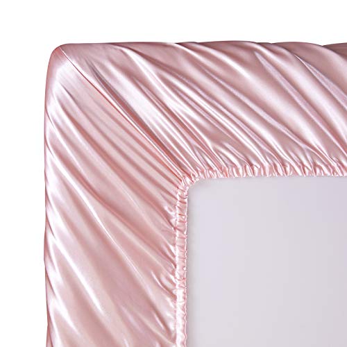 SiinvdaBZX 3Pcs Twin XL Sheets Set, Blush Pink Silky Satin Sheets Twin XL Bedding Set Ultra-Soft Extra Long Bed Sheets for College Dorm SiinvdaBZX