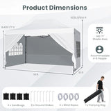 Tangkula 10x14 FT Pop Up Canopy, Outdoor Tent with 4 Sidewalls, Roll-up Door, Wheeled Bag, 4 Sandbags, 8 Stakes, 4 Wind Ropes, Portable Canopy Tent for Beach Party Event Camping (White) Tangkula