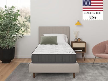 Ottomanson 9" Twin Mattress in a Box Made in USA, Medium-Firm Mattress, Hybrid Mattress Cool Improved Airflow with Edge to Edge Pocket Coil, Bed in A Box, Ottopedic