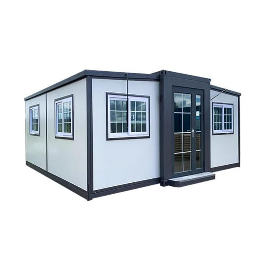 Generic Portable 10 x 20 ft Prefabricated Home with Windows and Doors, White, Gray, 07112003