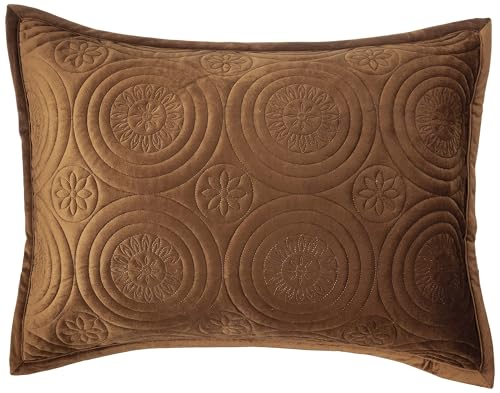 Capri Medallion Velvet Quilt Set Queen Camel Tribeca Living
